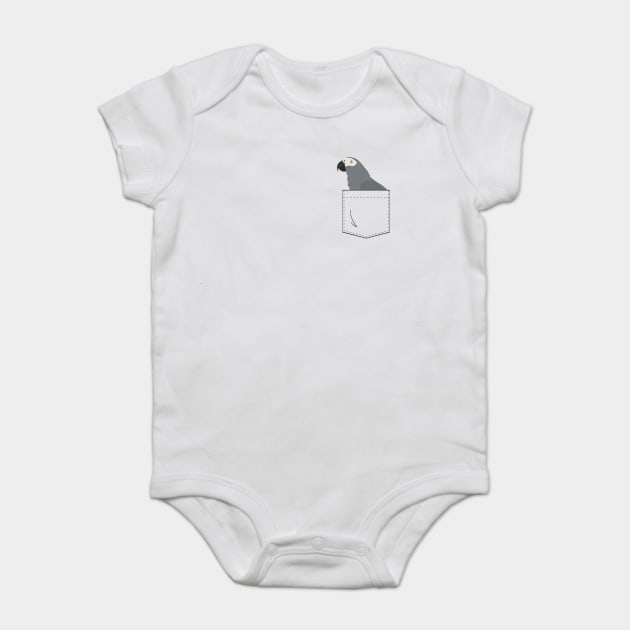 African Grey Parrot In Your Front Pocket Baby Bodysuit by Einstein Parrot